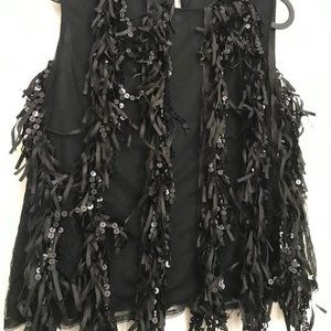 Black Sequin Mesh Top